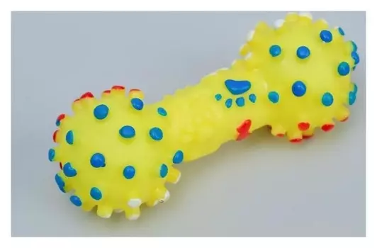 Игрушка пищащая "Гантель малая" для собак, 12,5 см, жёлтая