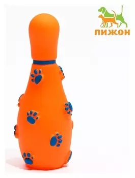 Игрушка пищащая "Кегля" для собак, 14 см, оранжевая