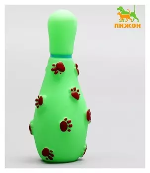 Игрушка пищащая "Кегля" для собак, 14 см, зелёная