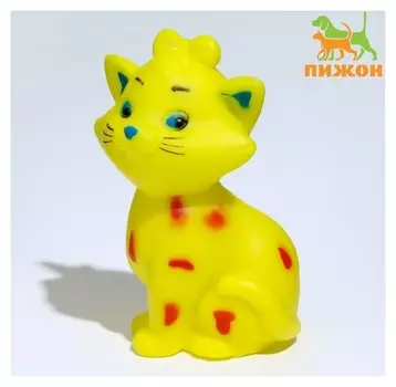 Игрушка пищащая "Кошечка" для собак, 10 см, жёлтая