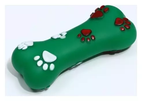 Игрушка пищащая "Кость со следами лапок", 9,6 х 3,7 см, тёмно-зелёная