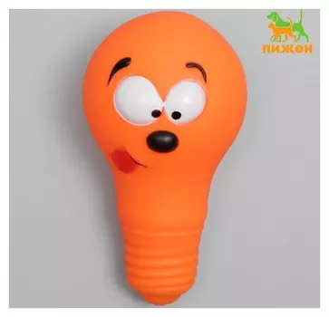 Игрушка пищащая "Лампочка" для собак, 10,5 X 6 см, оранжевая