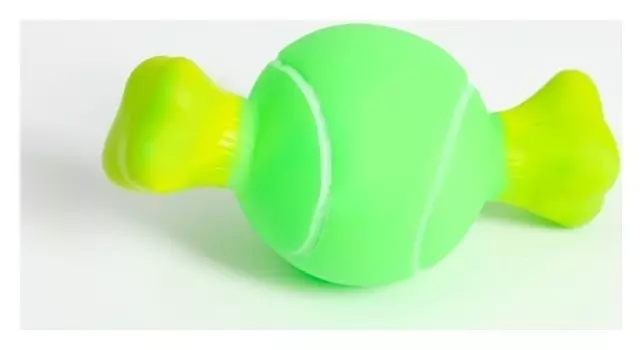 Игрушка пищащая "Теннисная кость" для собак, 10 X 5 см, зелёная
