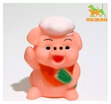 Игрушка пищащая "Веселая свинка - повар" для собак, 9 см