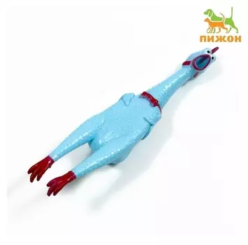 Игрушка пищащая "Задумчивая курица XL" для собак, 41 см, голубая