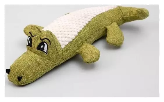 Игрушка текстильная "Крокодил" с пищалкой, 30 см, зелёный
