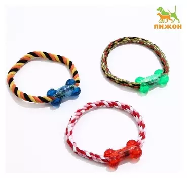 Игрушка тренировочная канатная "Круг с косточкой", до 100 г