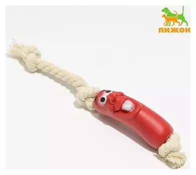 Игрушка "Весёлая сосиска на верёвке" для собак, 14 см