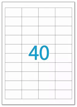 Этикетка самоклеящаяся 48,5х25,4 мм, 40 этикеток, белая, 70г/м2, 50 листов