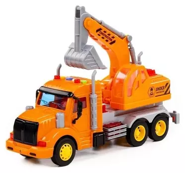 Экскаватор «Профи» инерционный цвет оранжевый, световые и звуковые эффекты