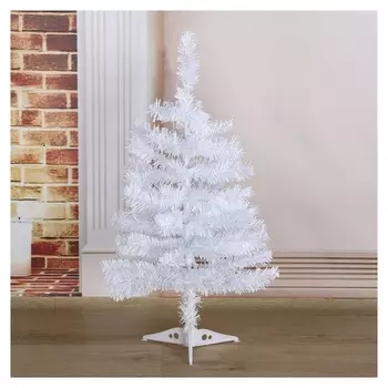 Ёлка белая 60 см, D нижнего яруса 34 см, D иголок 5 см, 60 веток, пласт подставка