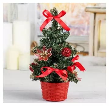 Ёлка декор 20 см красный цветок