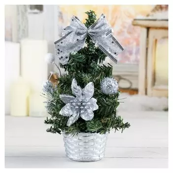 Ёлка декор 20 см снежные шарики серебро