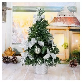 Ёлка декор 30 см пуансетия заснеженная серебро