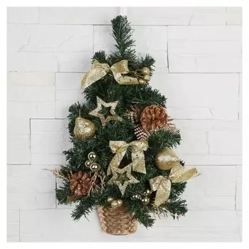 Ёлка декор настенная золото 45 см