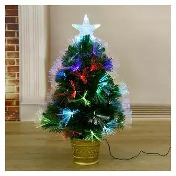 Ёлка фиброоптическая, 60 см, пучок радужный, D нижнего яруса 35 см, 55 веток