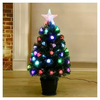 Ёлка фиброоптическая, 60 см шарик, D нижнего яруса 36 см, 55 веток