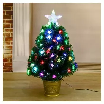 Ёлка фиброоптическая звезда, 60 см, D нижнего яруса 35 см, 55 веток