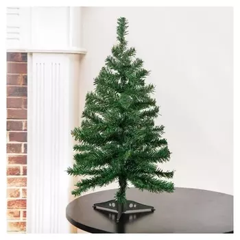 Ёлка простая 60 см, D нижнего яруса 30 см, D иголок 6 см, 60 веток, пласт подставка