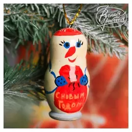 Ёлочная игрушка «Снеговик с мешком»