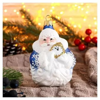 Ёлочное украшение "Дед мороз с часами" 11,5 см