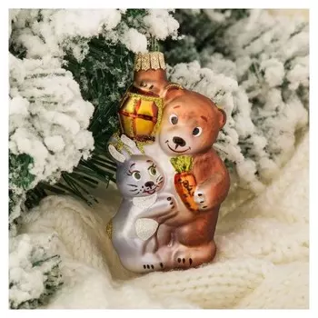 Ёлочное украшение "Мишка с зайцем" 10,5 см