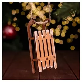 Ёлочное украшение "Салазки", 10х4,5х2,5 см, МДФ