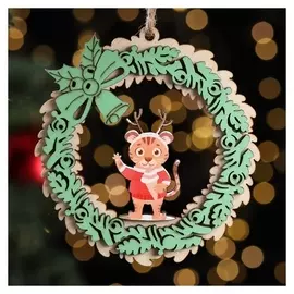 Ёлочное украшение "Тигрёнок", зелёный блеск