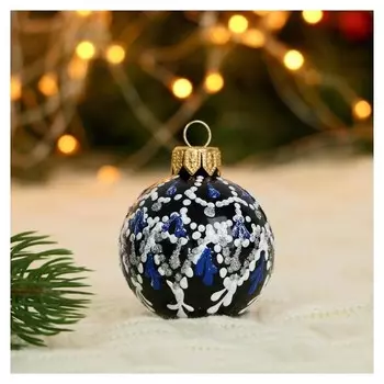 Ёлочный шар D-5 см "Новогодний шарм" ручная роспись, чёрный