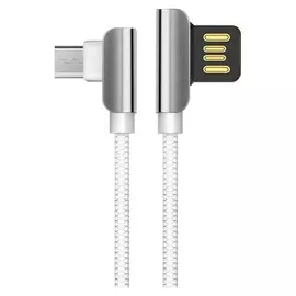 Кабель Hoco U42, USB - Microusb, 2.4 А, 1.2 м, угловой, белый