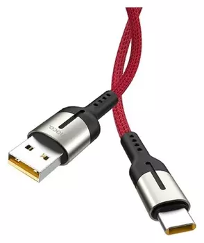 Кабель Hoco U68, USB - Type-c, 5 А, 1.2 м, красный