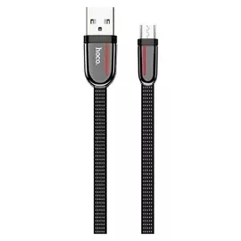 Кабель Hoco U74, USB - Micro-usb, 2.4a, 1.2 м, плоский, нейлон, чёрный