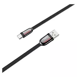 Кабель Hoco U74, USB - Type-c, 3A, 1.2 м, плоский, нейлон, чёрный
