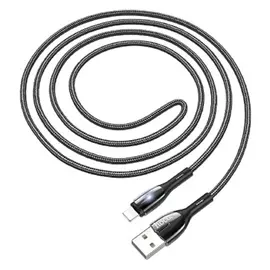 Кабель Hoco U89, USB - Lightning, 2.4 А, 1.2 м, индикатор, тканевая оплетка, черный