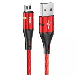 Кабель Hoco U93, USB - Microusb, 2.4 А, 1.2 м, индикатор, красный