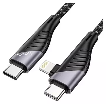 Кабель Hoco U95, Type-c - Type-c/lightning, на C до 60 Вт, на IP до 20 Вт, 3 А, 1.2 м,черный