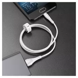 Кабель Hoco X49, Microusb - Usb, 2.4 А, 1 м, PVC оплетка, клипса, белый
