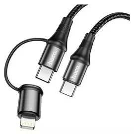 Кабель Hoco X50, Type-c - Lightning/type-c, 3 А, 1 м, PD, черный