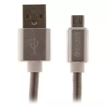 Кабель Krutoff, Microusb - Usb, усиленный разъем, 2.1 А, 1 м, белый