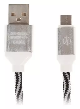 Кабель Luazon, Micro USB - Usb, 1 А, 1 м, оплётка нейлон, черно-белый