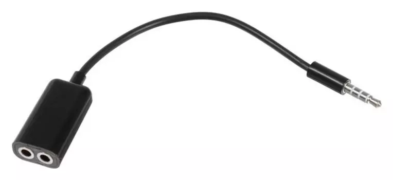 Кабель-переходник аудио Luazon, Jack 3.5(4pin)(m)-2xjack 3.5(3 Pin)(f),для микро и наушников