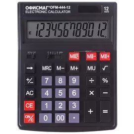 Калькулятор настольный офисмаг Ofm-444 (199x153 мм), 12 разрядов, двойное питание, черный