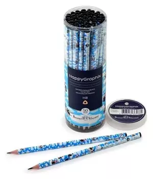 Карандаш чернографитный 2 мм Happygraphix «Пингвины», НВ, трехгранный