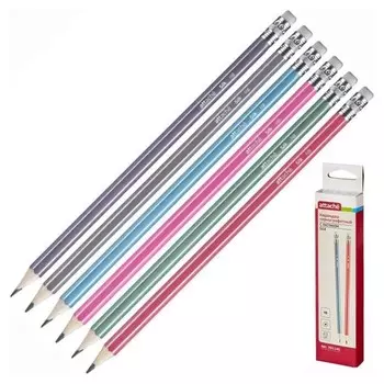 Карандаш чернографитный Attache Silk HB заточ.,с ласт.