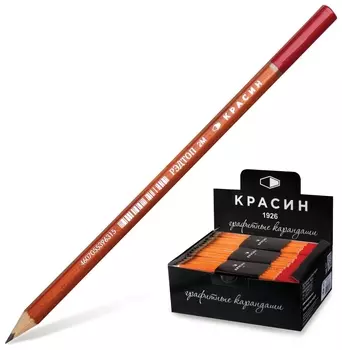 Карандаш чернографитный красин, 1 шт., "Редтоп", 2В, корпус тонированный, заточенный, 01gw2b4201h