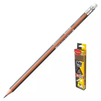 Карандаш чернографитный Maped 851721 трехгранный HB с ластиком