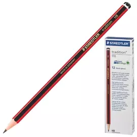 Карандаш чернографитный Staedtler (Германия), 1 шт., "Tradition", HB, без резинки, корпус черно-красный, заточенный, 110-hb