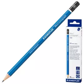 Карандаш чернографитный Staedtler премиум (Германия), 1 шт., "Mars Lumograph", 4H, без резинки, грифель 2 мм, 100-4h