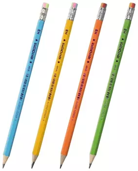 Карандаш чернографитный юнландия, 1 шт., "Неончики", НВ, корпус с резинкой, 181589