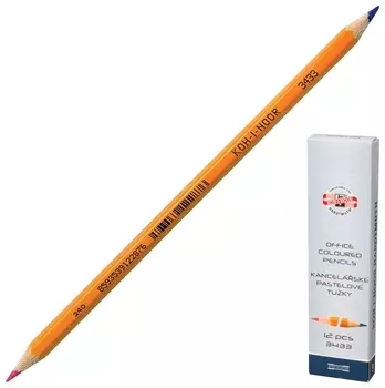 Карандаш двухцветный Koh-i-noor, 1 шт., красно-синий, грифель 3,2 мм, желтый корпус, 34330eg001ks